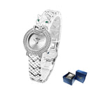 Reloj Femenino Leopard con Strass y Piedra Verde