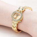 Reloj Femenino Leopard con Strass y Piedra Verde