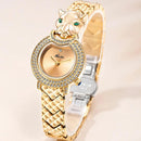 Reloj Femenino Leopard con Strass y Piedra Verde