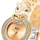 Reloj Femenino Leopard con Strass y Piedra Verde